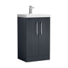 [BFPF1423A] Belvide Partial Fluted 2 Door Floor Standing Vanity Unit with Mid-Edge 1 Tap Hole Ceramic Basin - Cutout