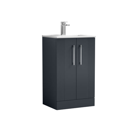[BFPF1423B] Belvide Retro Partial Fluted 2 Door Floor Standing Vanity Basin Unit with Minimalist Basin, Choice of Size and Colour - Cutout