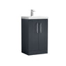 [BFPF1423D] Belvide Retro Partial Fluted 2 Door Floor Standing Vanity Basin Unit with Thin-Edge Basin, Choice of Size and Colour - Cutout