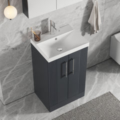 [BFPF1423D] Belvide Retro Partial Fluted 2 Door Floor Standing Vanity Basin Unit with Thin-Edge Basin, Choice of Size and Colour - Lifestyle 2
