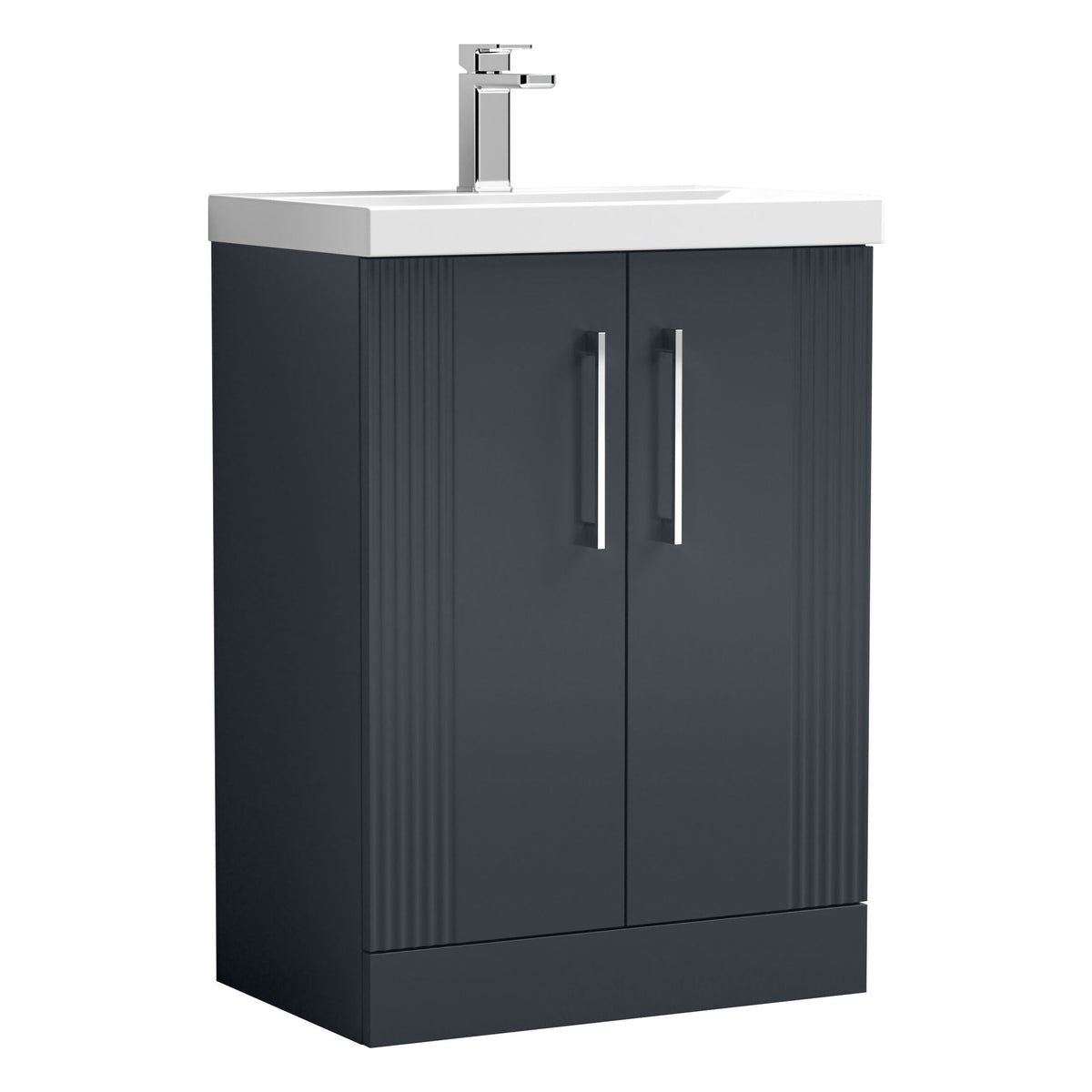 [BFPF1425D] Belvide Retro Partial Fluted 2 Door Floor Standing Vanity Basin Unit with Thin-Edge Basin, Choice of Size and Colour - Cutout