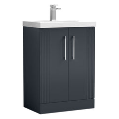 [BFPF1425D] Belvide Retro Partial Fluted 2 Door Floor Standing Vanity Basin Unit with Thin-Edge Basin, Choice of Size and Colour - Cutout