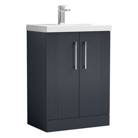 [BFPF1425D] Belvide Retro Partial Fluted 2 Door Floor Standing Vanity Basin Unit with Thin-Edge Basin, Choice of Size and Colour - Cutout