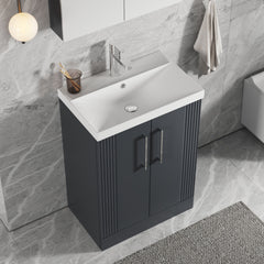 [BFPF1425D] Belvide Retro Partial Fluted 2 Door Floor Standing Vanity Basin Unit with Thin-Edge Basin, Choice of Size and Colour - Lifestyle 2