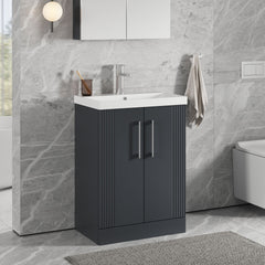 [BFPF1425D] Belvide Retro Partial Fluted 2 Door Floor Standing Vanity Basin Unit with Thin-Edge Basin, Choice of Size and Colour - Lifestyle 3