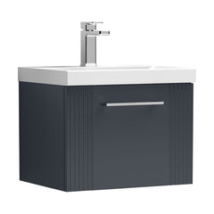 [BFPF1491A] Belvide Partial Fluted 1 Drawer Wall Hung Vanity Unit with Mid-Edge 1 Tap Hole Ceramic Basin - Cutout