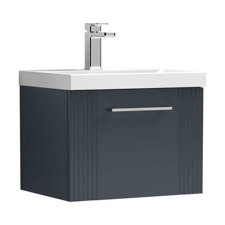 [BFPF1491A] Belvide Partial Fluted 1 Drawer Wall Hung Vanity Unit with Mid-Edge 1 Tap Hole Ceramic Basin - Cutout