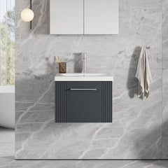 [BFPF1491A] Belvide Partial Fluted 1 Drawer Wall Hung Vanity Unit with Mid-Edge 1 Tap Hole Ceramic Basin - Lifestyle 1
