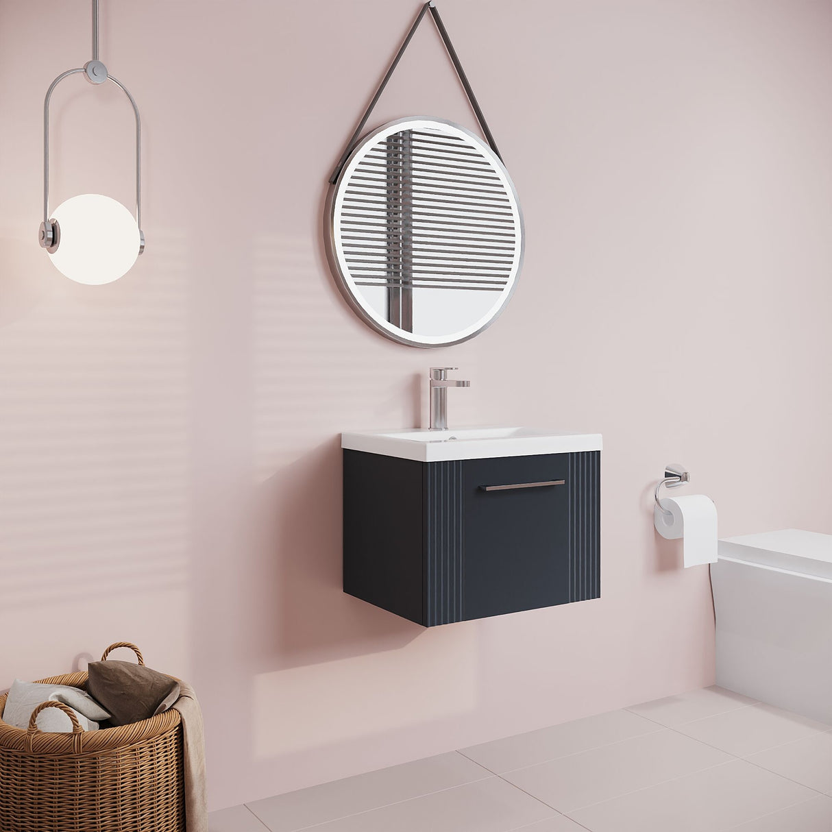 [BFPF1491A] Belvide Partial Fluted 1 Drawer Wall Hung Vanity Unit with Mid-Edge 1 Tap Hole Ceramic Basin - Lifestyle 3