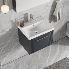 [BFPF1491D] Belvide Retro Partial Fluted 1 Drawer Wall Hung Vanity Basin Unit with Thin-Edge Basin, Choice of Size and Colour - Lifestyle 2