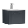 [BFPF1491G] Partial Fluted 1 Drawer Wall Hung Vanity Unit with 1 Tap Hole Curved Basin- 500mm - Satin Dark Grey - Cutout