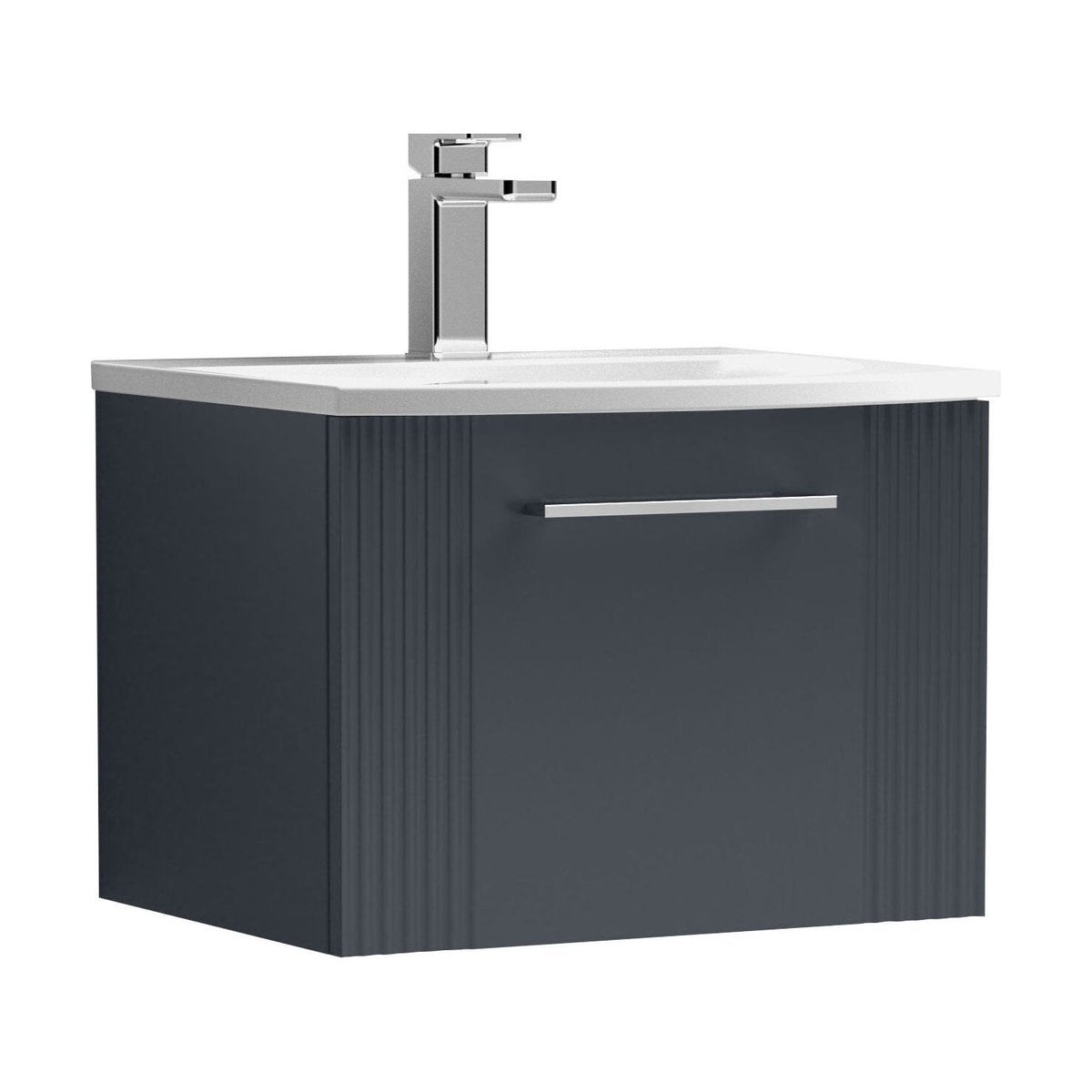 [BFPF1491G] Belvide Retro Partial Fluted 1 Drawer Wall Hung Vanity Basin Unit with Curved Basin, Choice of Size and Colour - Cutout