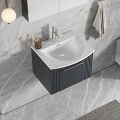 [BFPF1491G] Belvide Retro Partial Fluted 1 Drawer Wall Hung Vanity Basin Unit with Curved Basin, Choice of Size and Colour - Lifestyle 2