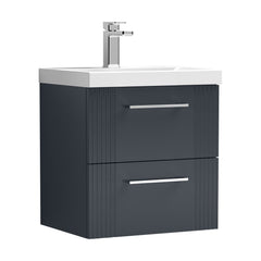 [BFPF1492A] Belvide Partial Fluted 2 Drawer Wall Hung Vanity Unit with Mid-Edge 1 Tap Hole Ceramic Basin - Cutout