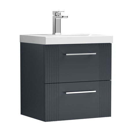 [BFPF1492A] Belvide Partial Fluted 2 Drawer Wall Hung Vanity Unit with Mid-Edge 1 Tap Hole Ceramic Basin - Cutout