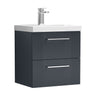 [BFPF1492A] Belvide Partial Fluted 2 Drawer Wall Hung Vanity Unit with Mid-Edge 1 Tap Hole Ceramic Basin - Cutout