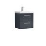 [BFPF1492D] Belvide Retro Partial Fluted 2 Drawer Wall Hung Vanity Basin Unit with Thin-Edge Basin, Choice of Size and Colour - Cutout