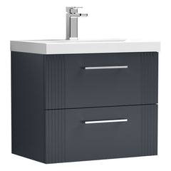 [BFPF1493D] Belvide Retro Partial Fluted 2 Drawer Wall Hung Vanity Basin Unit with Thin-Edge Basin, Choice of Size and Colour - Cutout