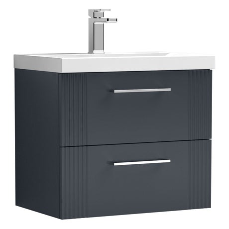 [BFPF1493D] Belvide Retro Partial Fluted 2 Drawer Wall Hung Vanity Basin Unit with Thin-Edge Basin, Choice of Size and Colour - Cutout