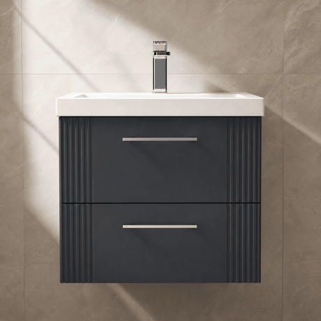 [BFPF1493D] Belvide Retro Partial Fluted 2 Drawer Wall Hung Vanity Basin Unit with Thin-Edge Basin, Choice of Size and Colour - Silo
