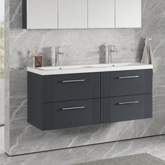 [BFPF1493F] Belvide Retro Partial Fluted 4 Drawer Wall Hung Vanity Basin Unit with Double Ceramic Basin, Choice of Colour - Lifestyle 3