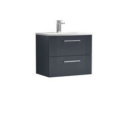[BFPF1493G] Belvide Retro Partial Fluted 2 Drawer Wall Hung Vanity Basin Unit with Curved Basin, Choice of Size and Colour - Cutout