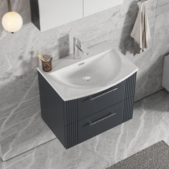 [BFPF1493G] Belvide Retro Partial Fluted 2 Drawer Wall Hung Vanity Basin Unit with Curved Basin, Choice of Size and Colour - Lifestyle 2