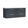 [BFPF1493LBG2] Belvide Retro Partial Fluted 2 Drawer Wall Hung Vanity Unit with Bellato Grey Laminate Worktop, Choice of Colour - Cutout
