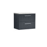 [BFPF1493LBG] Belvide Retro Partial Fluted 2 Drawer Wall Hung Vanity Unit with Bellato Grey Laminate Worktop, Choice of Size and Colour - Cutout