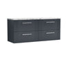 [BFPF1493LCM2] Belvide Retro Partial Fluted 2 Drawer Wall Hung Vanity Unit with Carrera Marble Laminate Worktop, Choice of Colour - Cutout