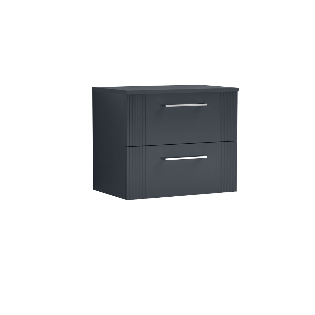 [BFPF1493W] Belvide Retro Partial Fluted 2 Drawer Wall Hung Vanity Unit with Colour Coordinating Worktop, Choice of Size and Colour - Cutout