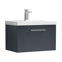 [BFPF1494A] Belvide Partial Fluted 1 Drawer Wall Hung Vanity Unit with Mid-Edge 1 Tap Hole Ceramic Basin - Cutout