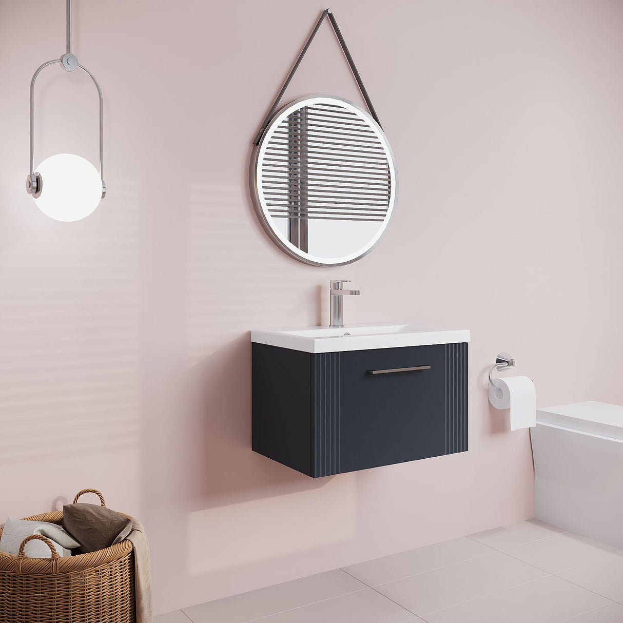 [BFPF1494A] Belvide Partial Fluted 1 Drawer Wall Hung Vanity Unit with Mid-Edge 1 Tap Hole Ceramic Basin - Lifestyle 3