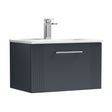 [BFPF1494B] Partial Fluted 1 Drawer Wall Hung Vanity Unit with 1 Tap Hole Minimalist Basin - 600mm - Satin Dark Grey - Cutout