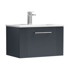 [BFPF1494B] Belvide Retro Partial Fluted 1 Drawer Wall Hung Vanity Basin Unit with Minimalist Basin, Choice of Size and Colour - Cutout