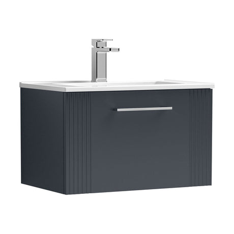 [BFPF1494B] Belvide Retro Partial Fluted 1 Drawer Wall Hung Vanity Basin Unit with Minimalist Basin, Choice of Size and Colour - Cutout