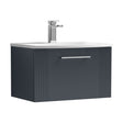 [BFPF1494G] Partial Fluted 1 Drawer Wall Hung Vanity Unit with 1 Tap Hole Curved Basin- 600mm - Satin Dark Grey - Cutout