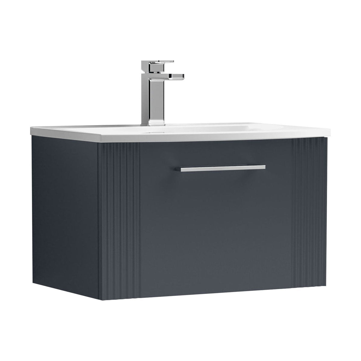 [BFPF1494G] Belvide Retro Partial Fluted 1 Drawer Wall Hung Vanity Basin Unit with Curved Basin, Choice of Size and Colour - Cutout