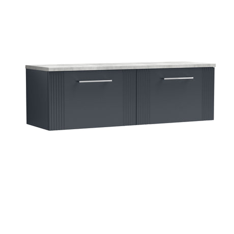 [BFPF1494LBG2] Belvide Retro Partial Fluted 1 Drawer Wall Hung Vanity Unit with Bellato Grey Laminate Worktop, Choice of Colour - Cutout