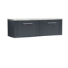 [BFPF1494LBG2] Belvide Retro Partial Fluted 1 Drawer Wall Hung Vanity Unit with Bellato Grey Laminate Worktop, Choice of Colour - Cutout