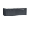 [BFPF1494LCM2] Belvide Retro Partial Fluted 1 Drawer Wall Hung Vanity Unit with Carrera Marble Laminate Worktop, Choice of Colour - Cutout