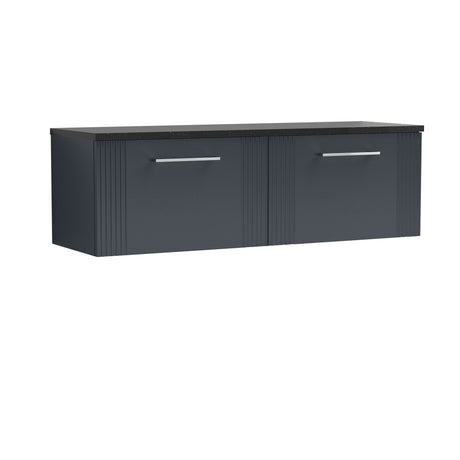 [BFPF1494LSB2] Belvide Retro Partial Fluted 1 Drawer Wall Hung Vanity Unit with Sparkling Black Laminate Worktop, Choice of Colour - Cutout