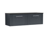 [BFPF1494LSB2] Belvide Retro Partial Fluted 1 Drawer Wall Hung Vanity Unit with Sparkling Black Laminate Worktop, Choice of Colour - Cutout