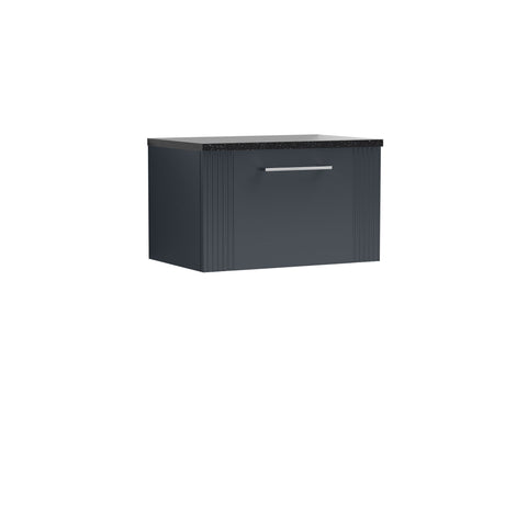 [BFPF1494LSB] Belvide Retro Partial Fluted 1 Drawer Wall Hung Vanity Unit with Sparkling Black Laminate Worktop, Choice of Size and Colour - Cutout