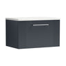 [BFPF1494LSW] Belvide Retro Partial Fluted 1 Drawer Wall Hung Vanity Unit with Sparkling White Laminate Worktop, Choice of Size and Colour - Cutout