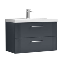 [BFPF1495A] Belvide Partial Fluted 2 Drawer Wall Hung Vanity Unit with Mid-Edge 1 Tap Hole Ceramic Basin - Cutout