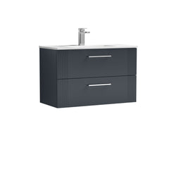 [BFPF1495B] Belvide Retro Partial Fluted 2 Drawer Wall Hung Vanity Basin Unit with Minimalist Basin, Choice of Size and Colour - Cutout