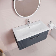 [BFPF1496A] Belvide Partial Fluted 1 Drawer Wall Hung Vanity Unit with Mid-Edge 1 Tap Hole Ceramic Basin - Lifestyle 2