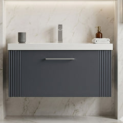 [BFPF1496A] Belvide Partial Fluted 1 Drawer Wall Hung Vanity Unit with Mid-Edge 1 Tap Hole Ceramic Basin - Silo