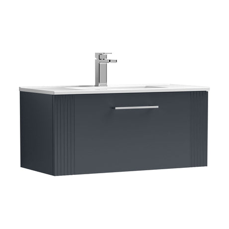 [BFPF1496B] Belvide Retro Partial Fluted 1 Drawer Wall Hung Vanity Basin Unit with Minimalist Basin, Choice of Size and Colour - Cutout